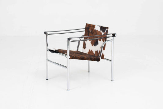 Vintage Sessel LC1 von Le Corbusier für Cassina mit geflecktem Fell