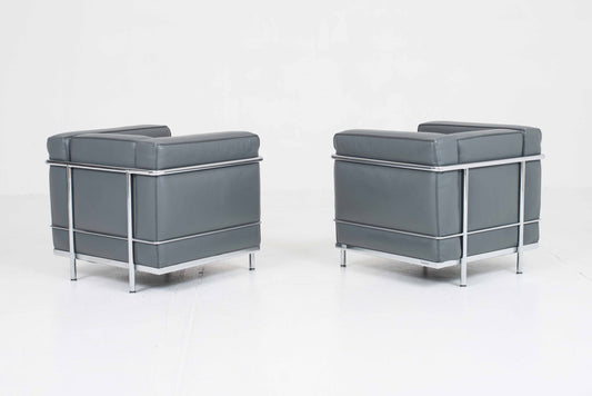 Set von 2 Vintage Sessel LC2 Grand Confort von Le Corbusier für Cassina
