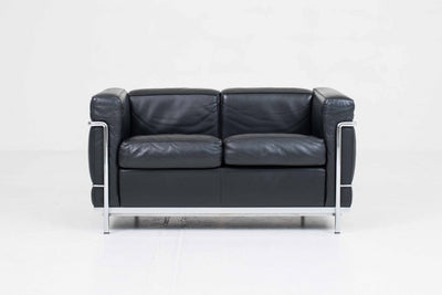 Sofa "LC2" by Le Corbusier for Cassina, black leather