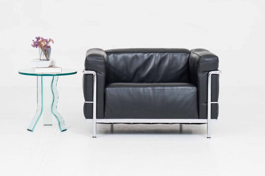 Vintage Sessel LC3 Grand Confort von Le Corbusier für Cassina, schwarzes Leder
