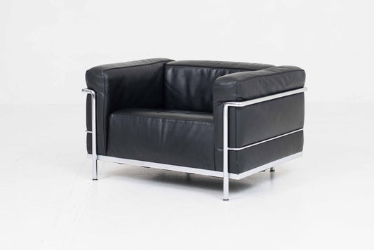 Vintage Sessel LC3 Grand Confort von Le Corbusier für Cassina, schwarzes Leder