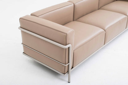 Vintage Sofa LC3 von Le Corbusier für Cassina sandfarbenes Leder
