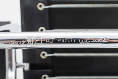 Fauteuil lounge vintage LC1 de Le Corbusier pour Cassina en cuir noir