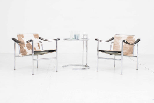 Vintage armchair LC1 by Le Corbusier for Cassina spotted fur