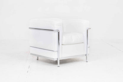 Fauteuil vintage LC2 de Le Corbusier pour Cassina en cuir blanc