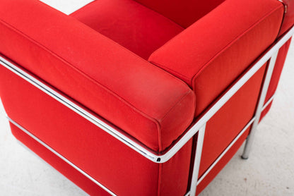 Fauteuil vintage LC2 de Le Corbusier pour Cassina en rouge