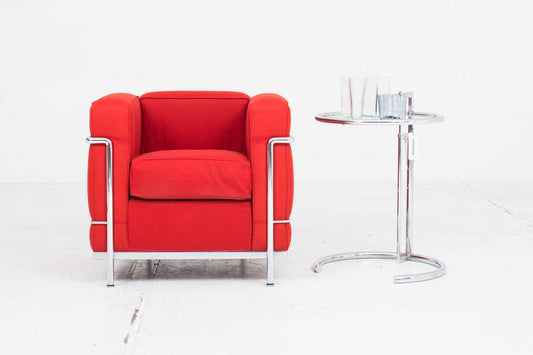 Vintage armchair LC2 by Le Corbusier for Cassina in red