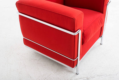 Fauteuil vintage LC2 de Le Corbusier pour Cassina en rouge