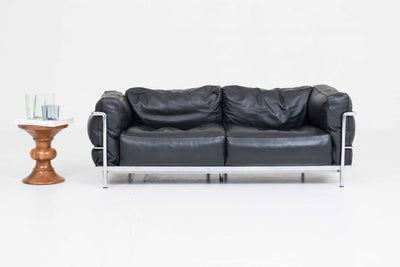 Sofa LC3 von Le Corbusier für Cassina in schwarzem Leder