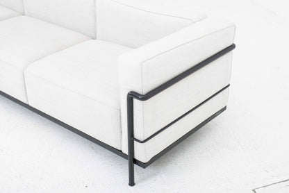 Cassina LC3 sofa by Le Corbusier in grey fabric