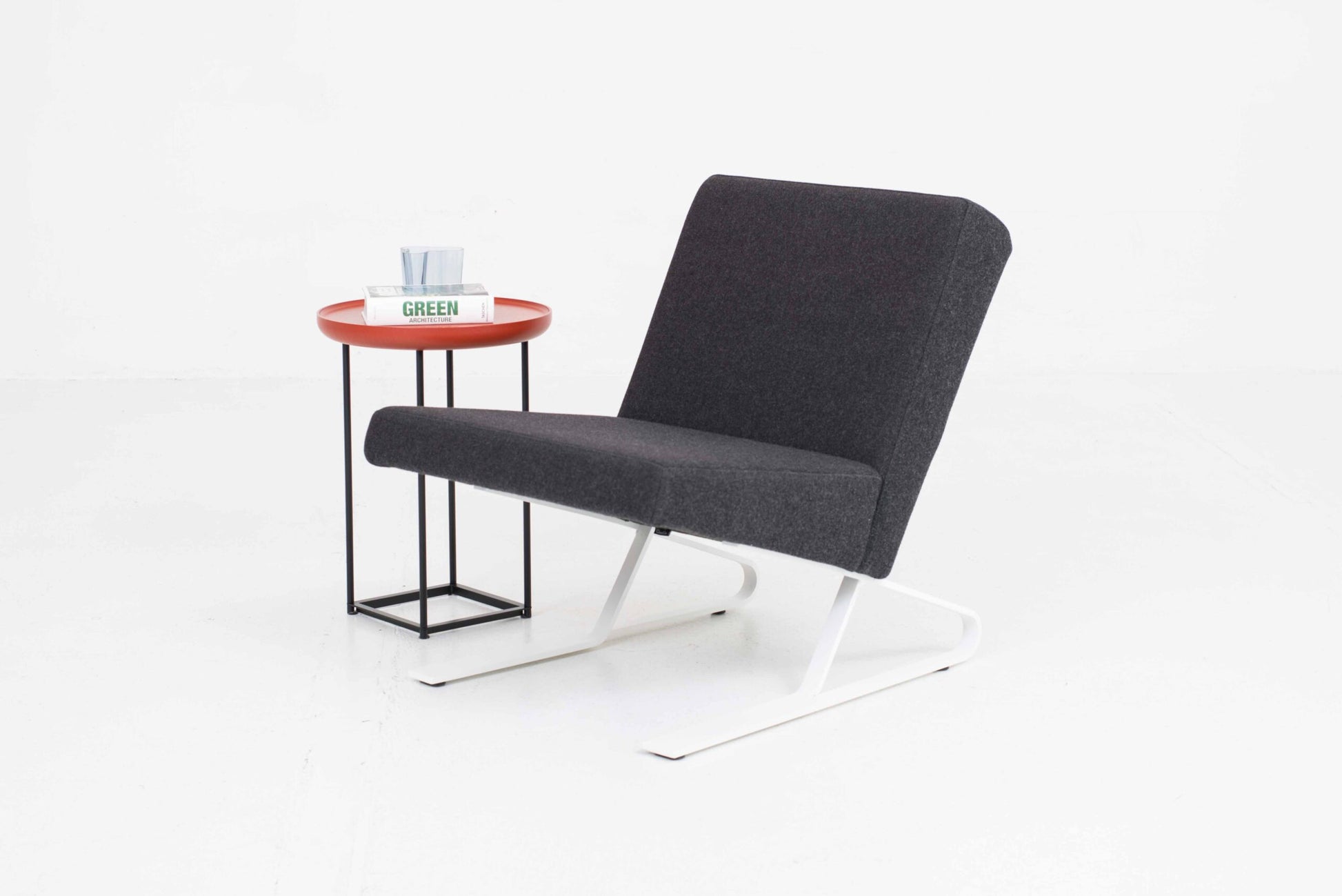 Vintage Beistelltisch Torei von Luca Nichetto für Cassina orange-rot, schwarz