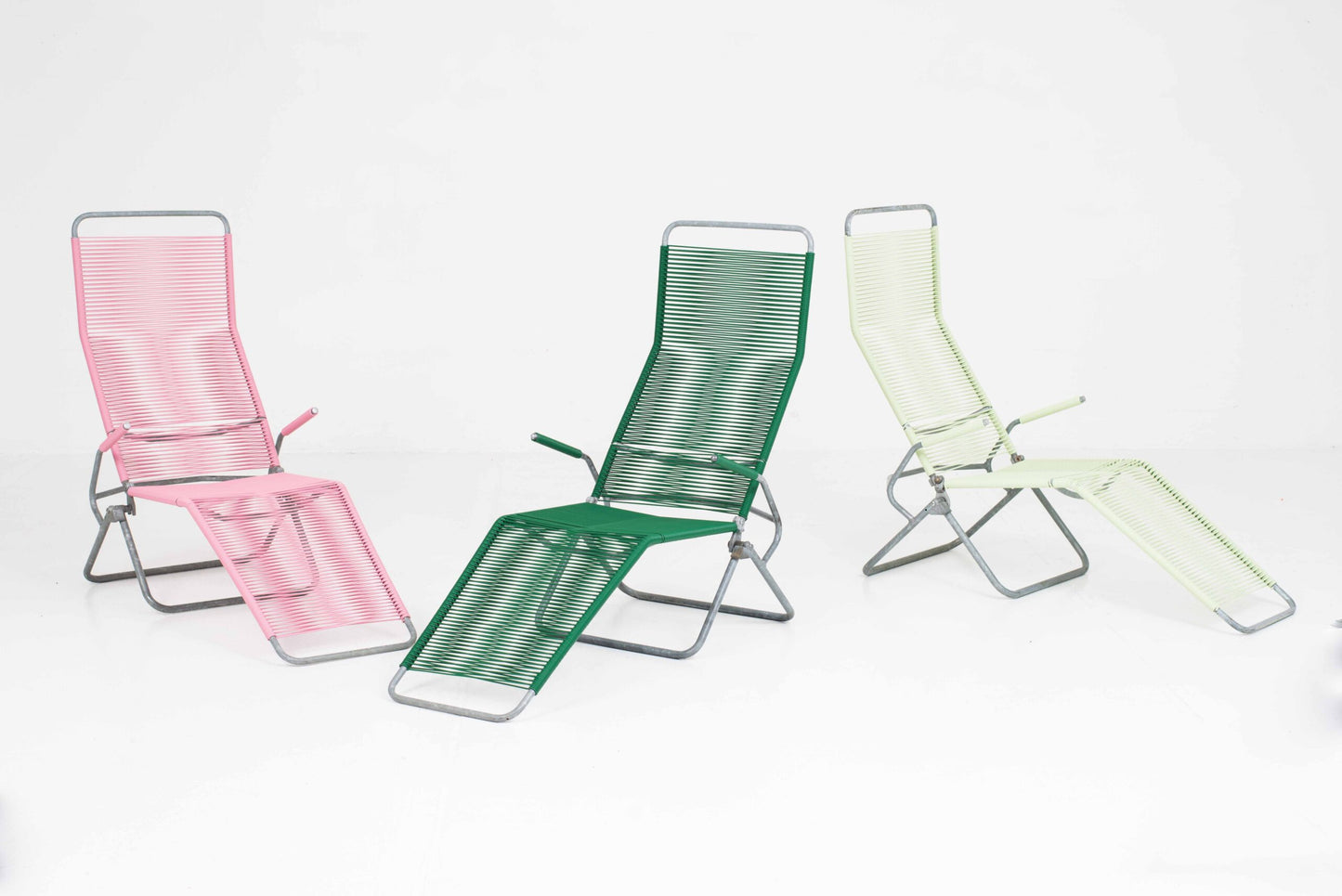 Vintage Liegestuhl Spaghetti von Huldreich Altorfer für Embru in Hellgrün