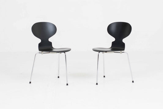 Vintage Stuhl "Ameise 3101" von Arne Jacobsen für Fritz Hansen, schwarz lasiert