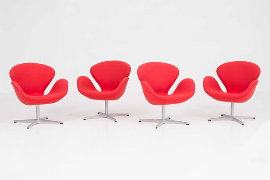 Vintage Sessel Swan von Arne Jacobsen für Fritz Hansen, Rot
