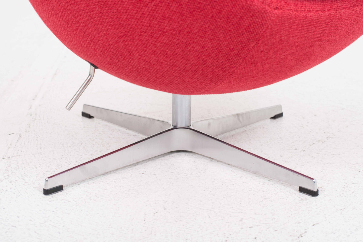 Vintage Loungesessel Egg Chair von Arne Jacobsen für Fritz Hansen in rotem Stoff