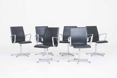 Vintage Konferenzstuhl Oxford von Arne Jacobsen für Fritz Hansen schwarz Leder