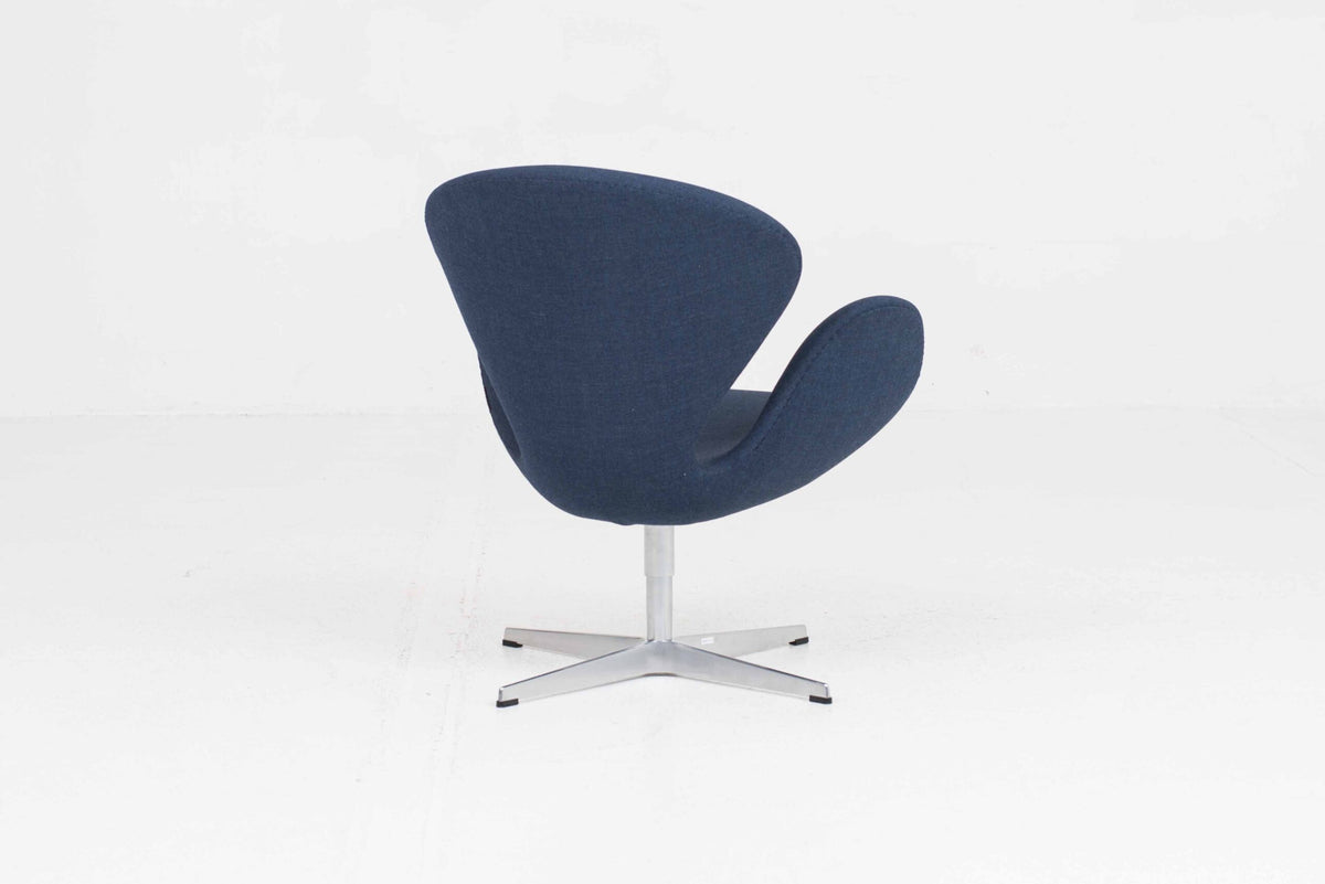 Vintage Sessel "Swan Chair" von Arne Jacobsen für Fritz Hansen, blauer Stoff