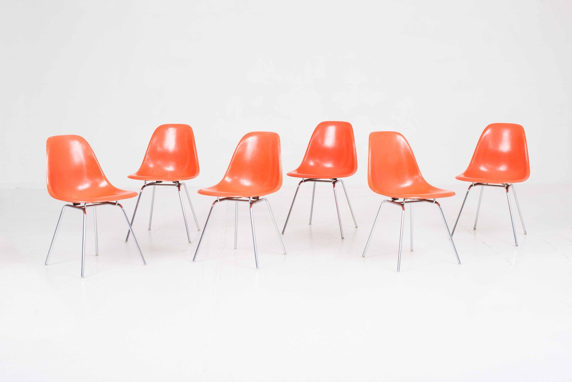 Vintage Stuhl Fiberglass DSX von Charles und Ray Eames für Herman Miller/Vitra, Rotorange