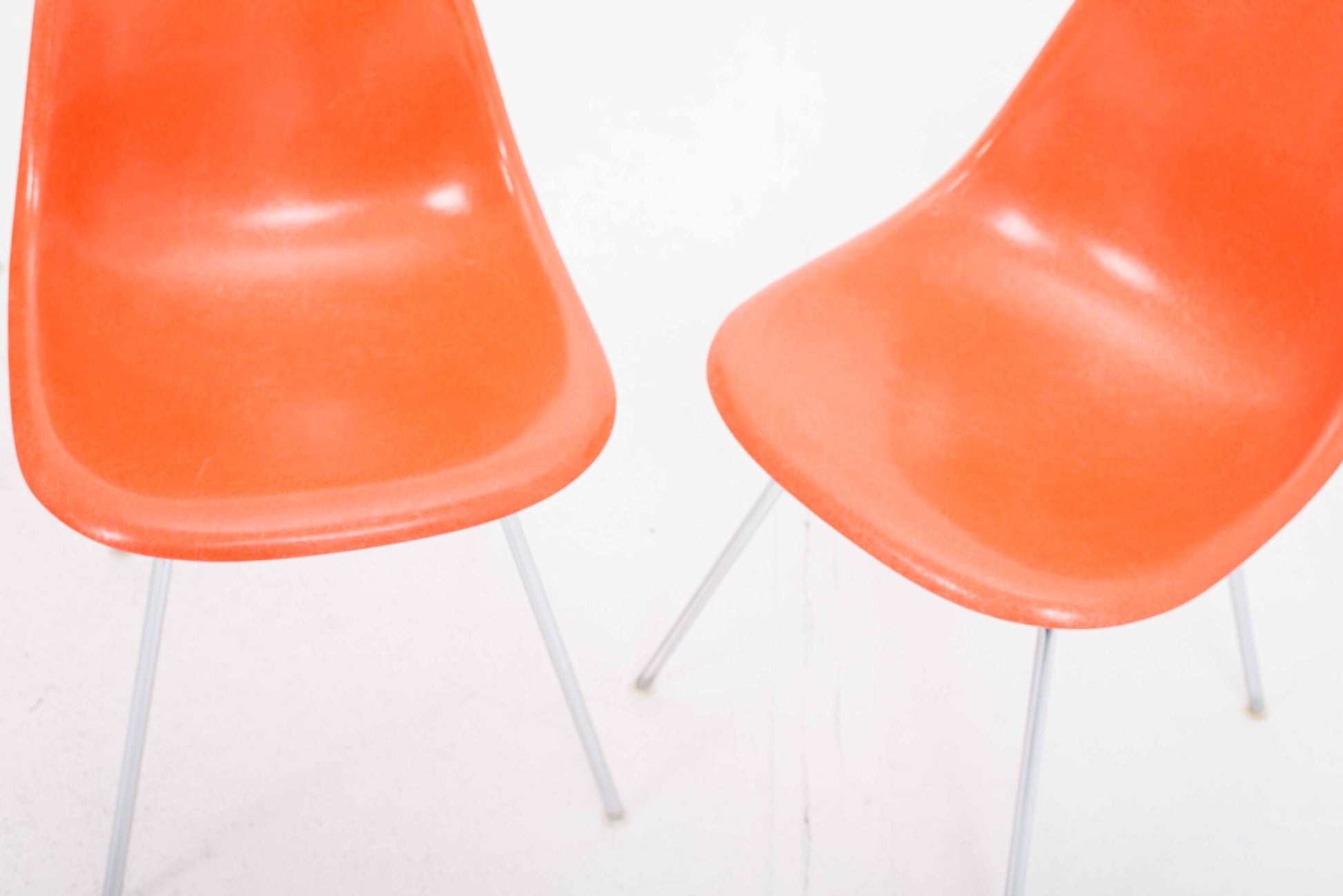 Vintage Stuhl Fiberglass DSX von Charles und Ray Eames für Herman Miller/Vitra, Rotorange