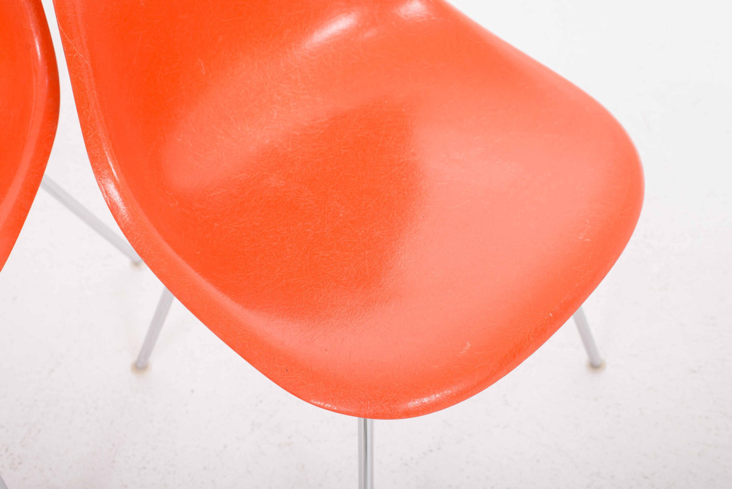 Vintage Stuhl Fiberglass DSX von Charles und Ray Eames für Herman Miller/Vitra, Rotorange