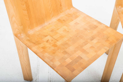 Vintage solid wood chair from Horgenglarus checkerboard pattern