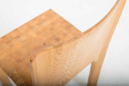 Vintage solid wood chair from Horgenglarus checkerboard pattern