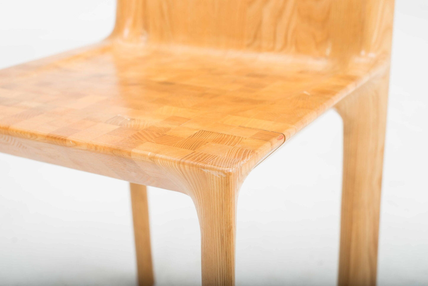 Vintage solid wood chair from Horgenglarus checkerboard pattern