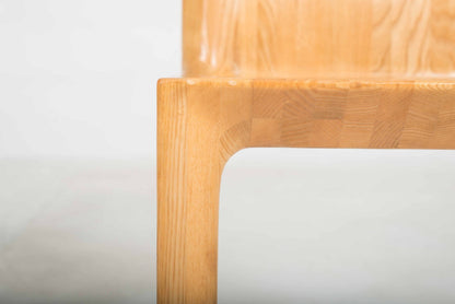 Vintage solid wood chair from Horgenglarus checkerboard pattern