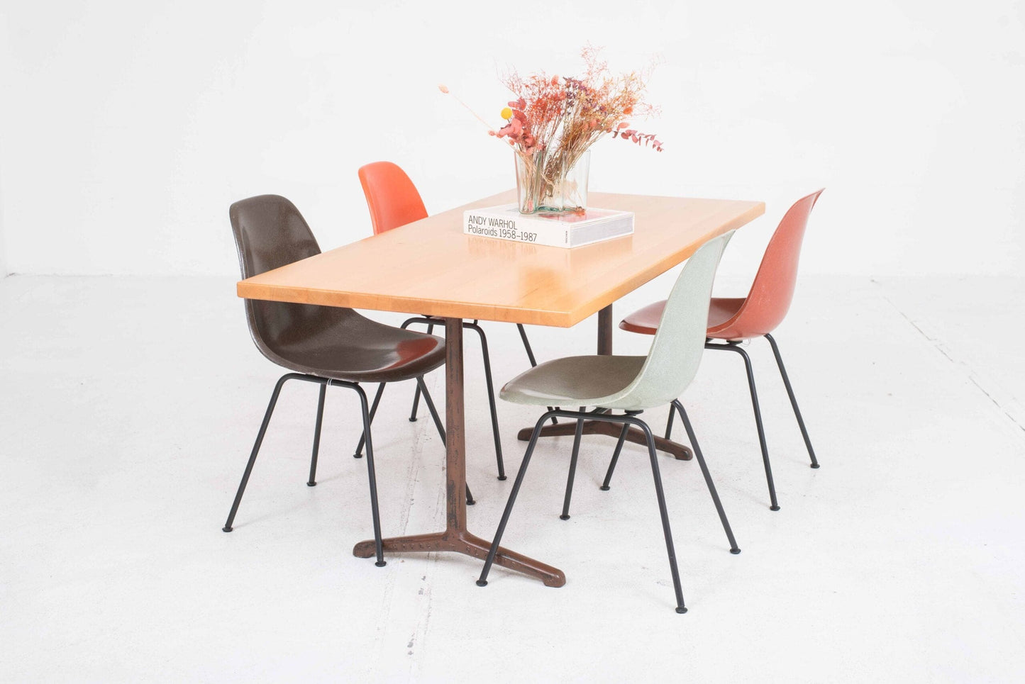 Vintage Tisch Delta t-1670 von Horgenglarus braun Buchenholz