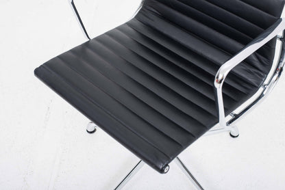 Vintage Bürostuhl EA 108 von Charles und Ray Eames für ICF schwarz Leder