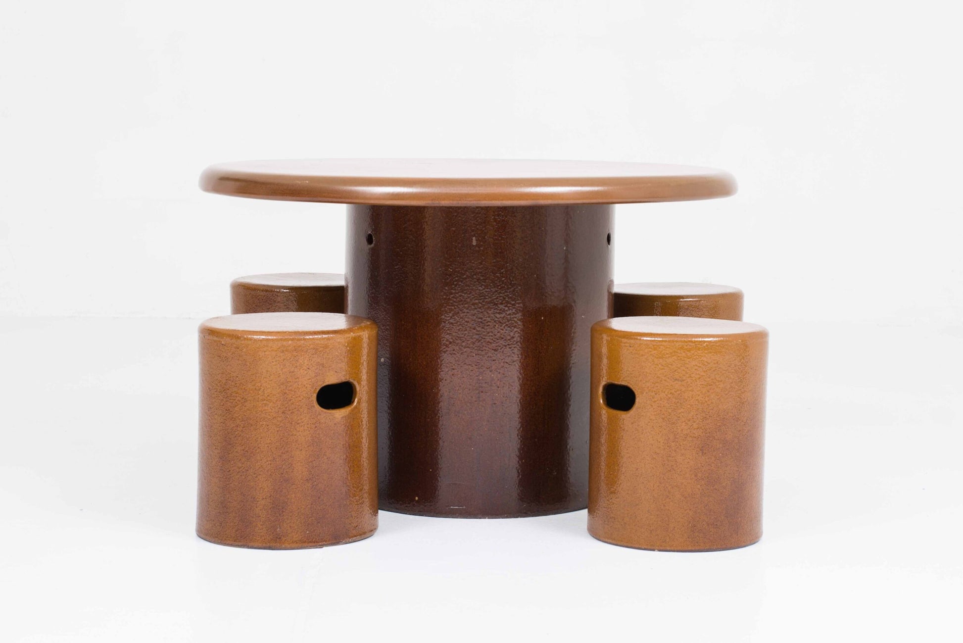 Vintage Tisch und Hocker Set von 5 von Schaffhauser Steinzeug