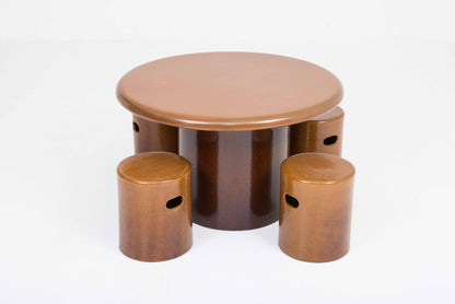 Vintage Tisch und Hocker Set von 5 von Schaffhauser Steinzeug