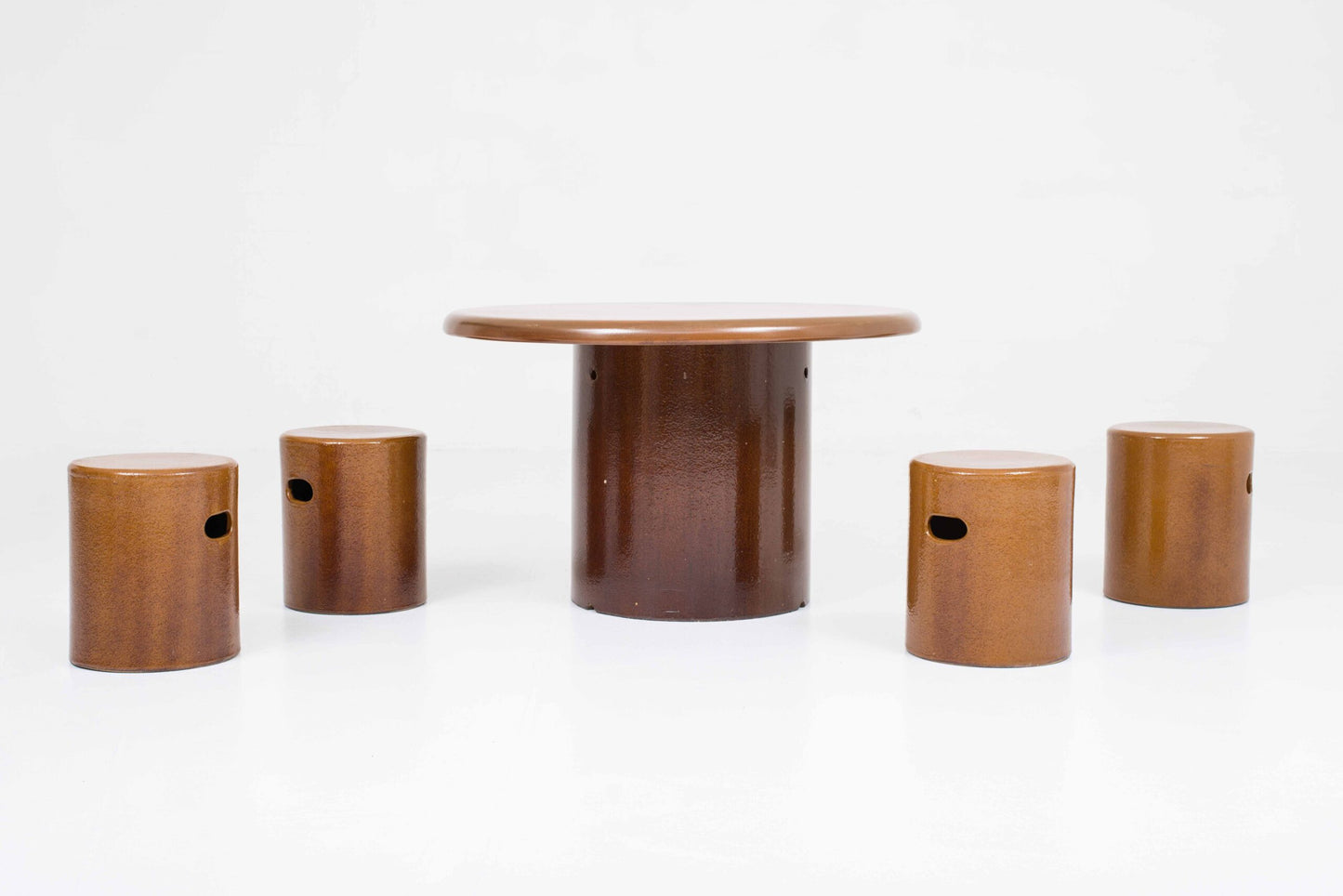 Vintage Tisch und Hocker Set von 5 von Schaffhauser Steinzeug