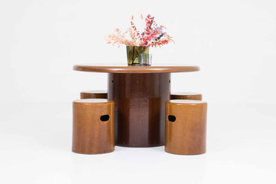 Vintage table and stool set of 5 by Schaffhauser Steinzeug