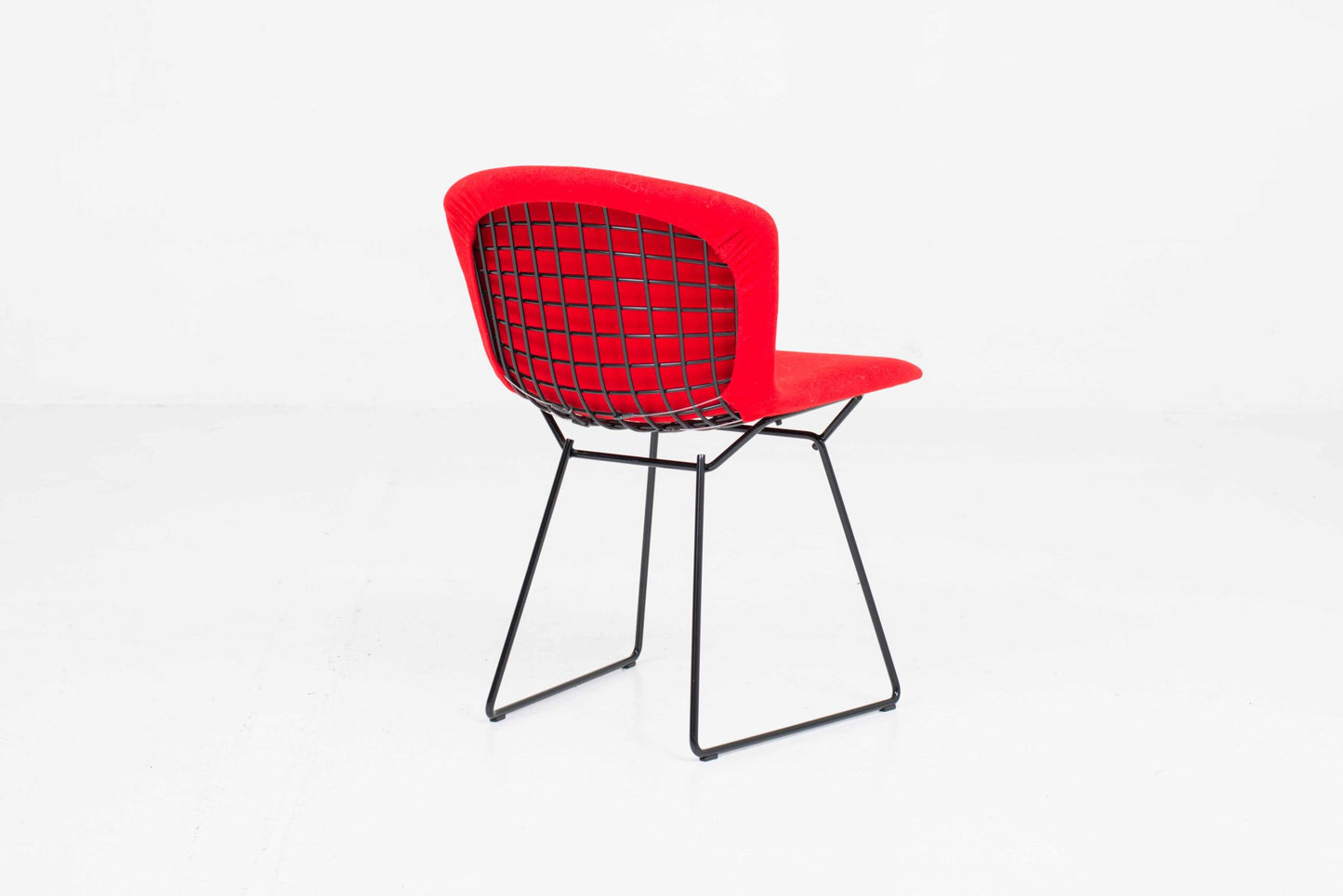 Vintage Stuhl Bertoia von Harry Bertoia für Knoll International, schwarz mit rotem Polster