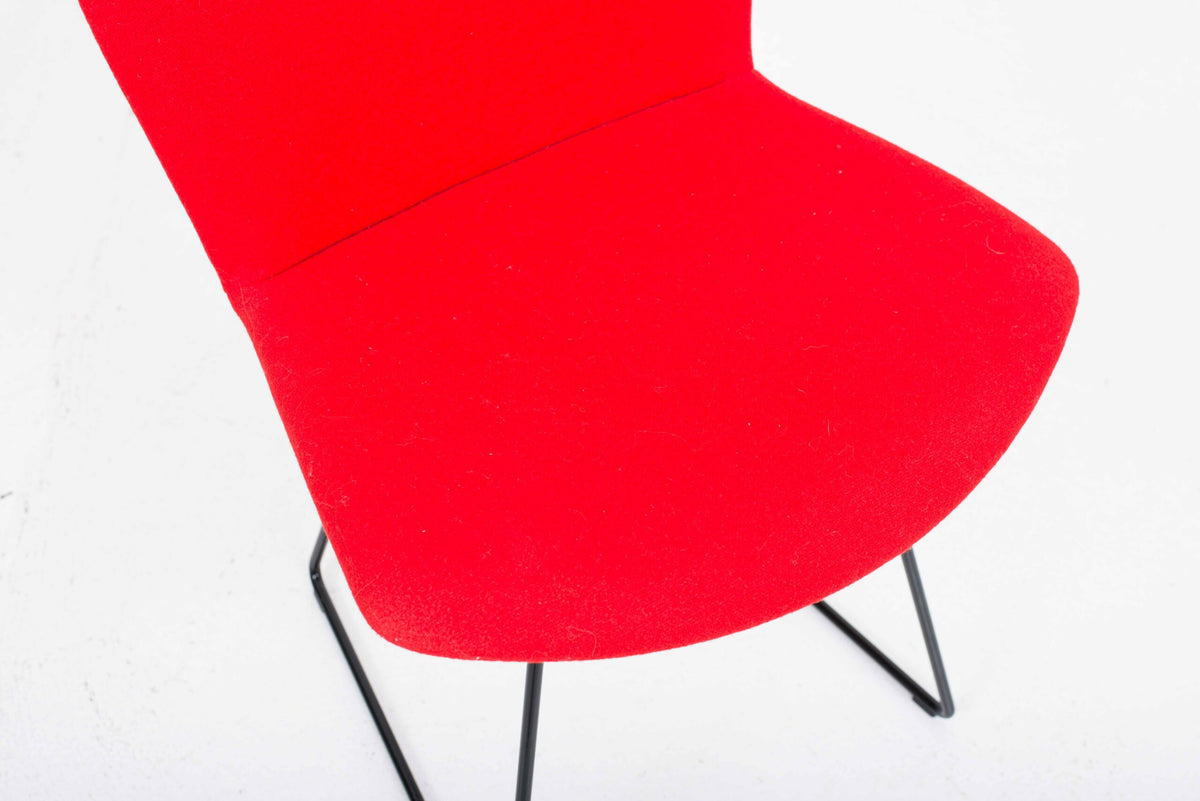 Vintage Stuhl Bertoia von Harry Bertoia für Knoll International, schwarz mit rotem Polster