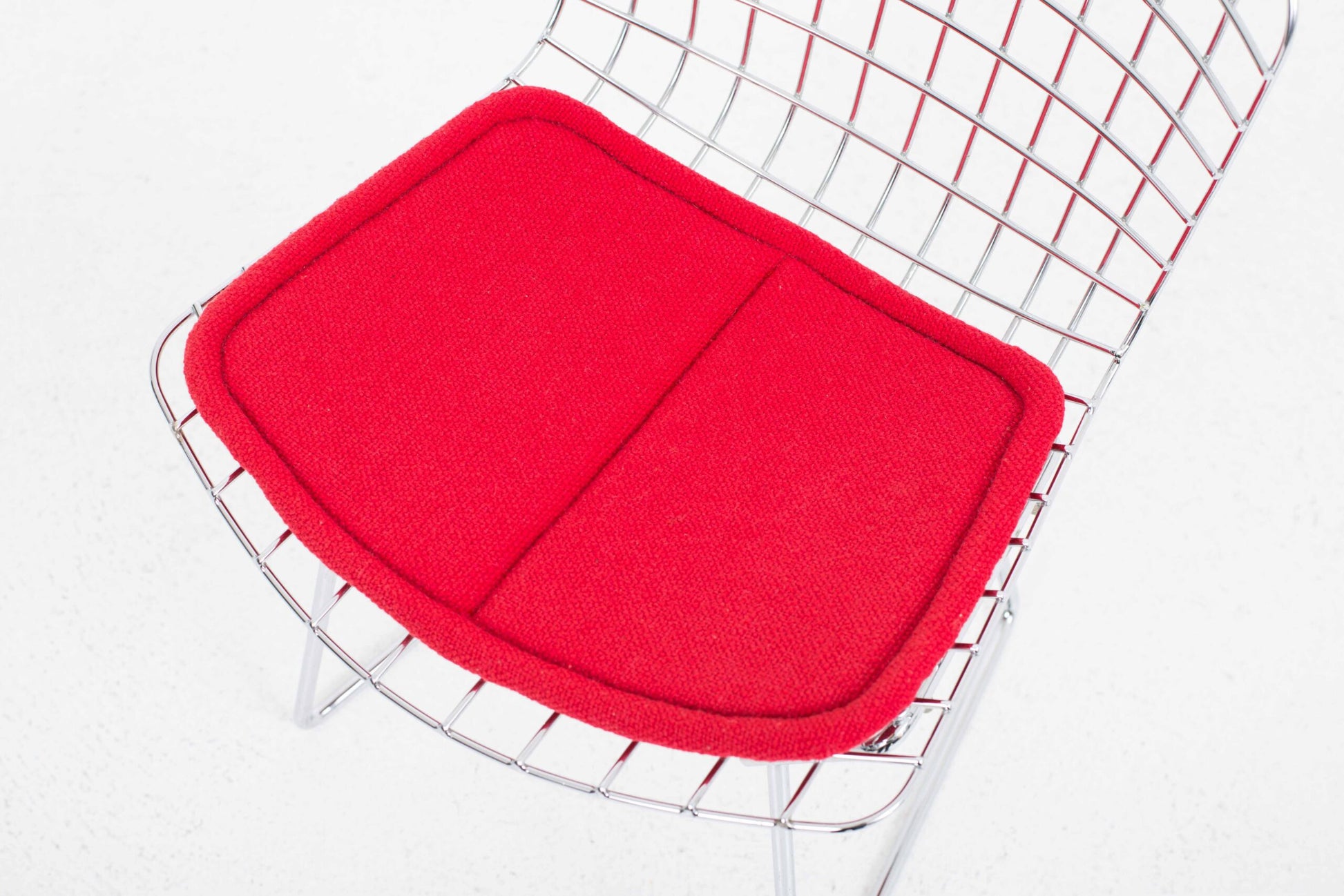 Vintage Kinderstuhl 425 von Harry Bertoia für Knoll International rot, verchromt