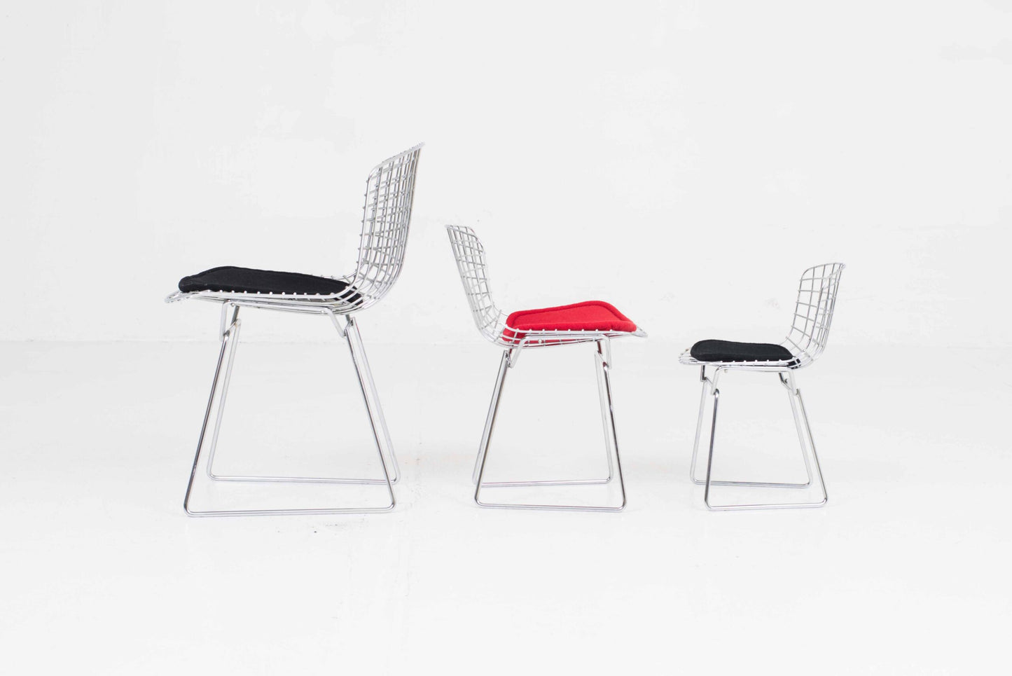 Vintage Kinderstuhl 425 von Harry Bertoia für Knoll International rot, verchromt