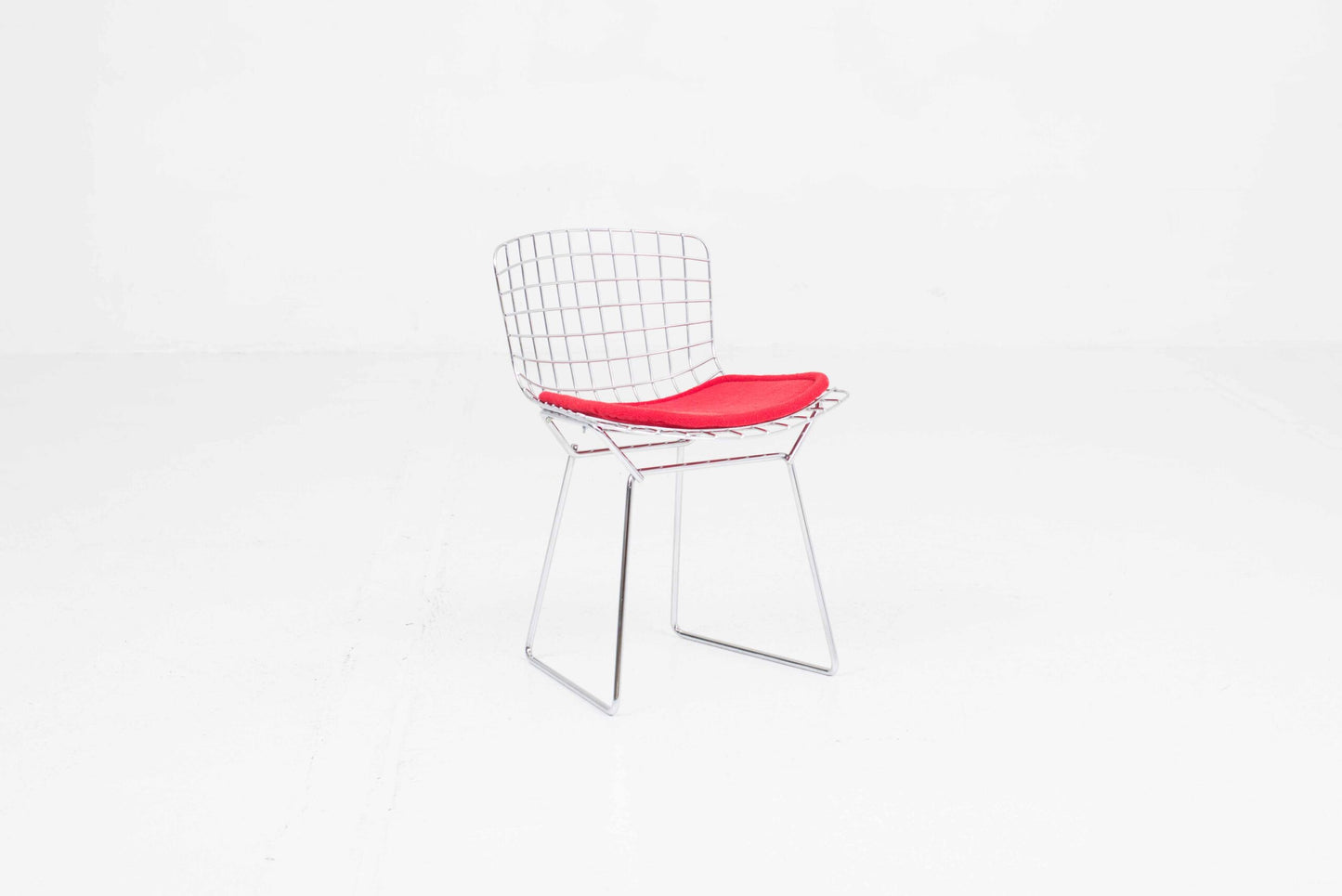 Vintage Kinderstuhl 425 von Harry Bertoia für Knoll International rot, verchromt