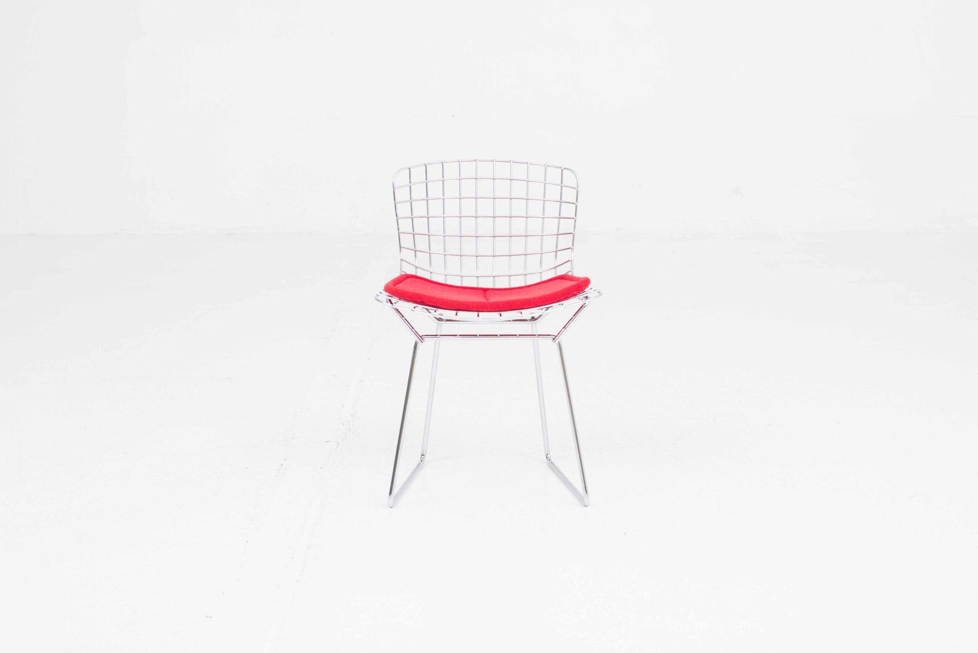 Vintage Kinderstuhl 425 von Harry Bertoia für Knoll International rot, verchromt