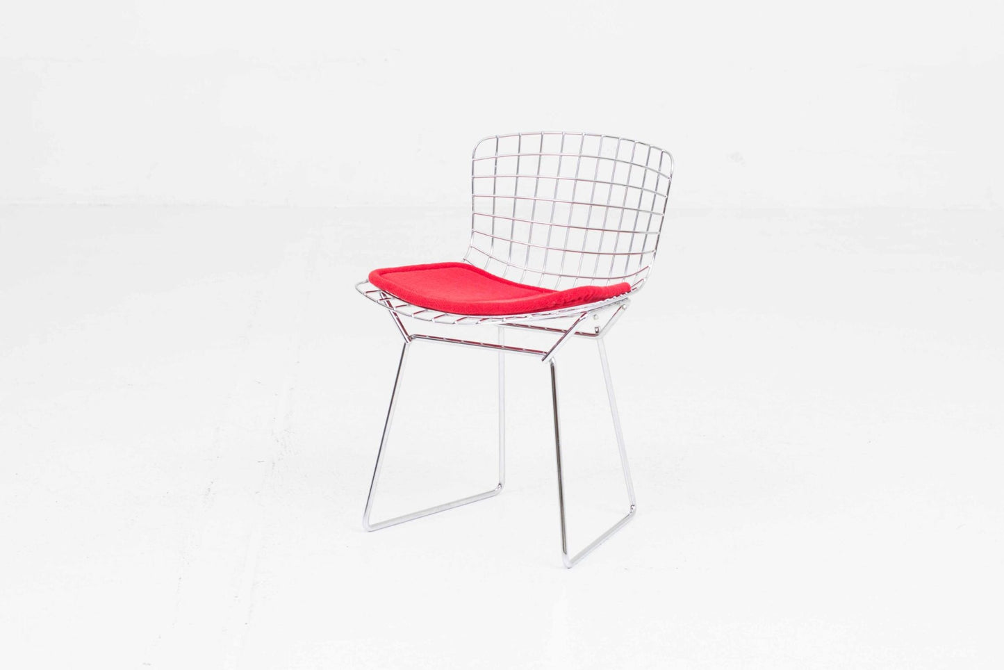 Vintage Kinderstuhl 425 von Harry Bertoia für Knoll International rot, verchromt