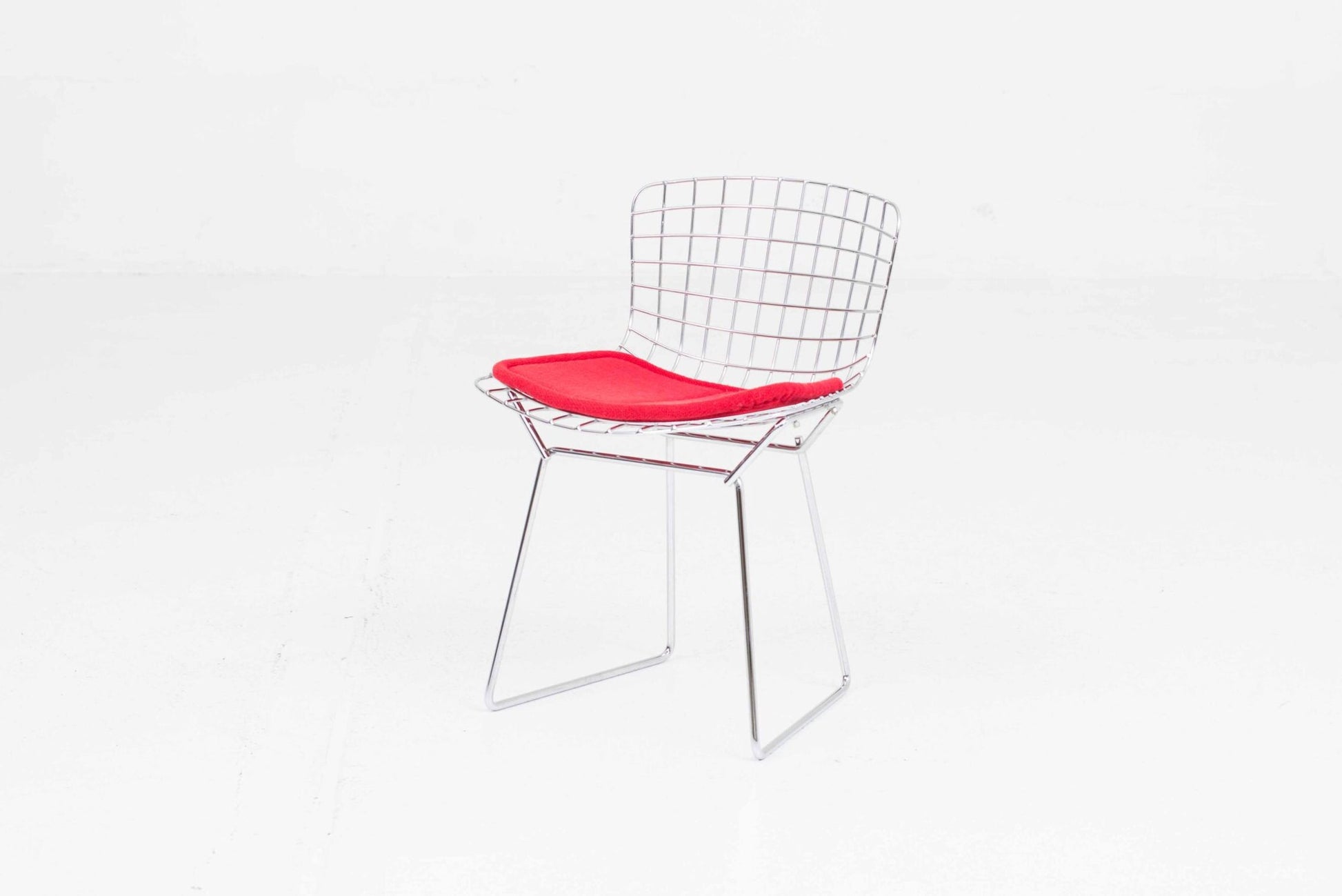 Vintage Kinderstuhl 425 von Harry Bertoia für Knoll International rot, verchromt
