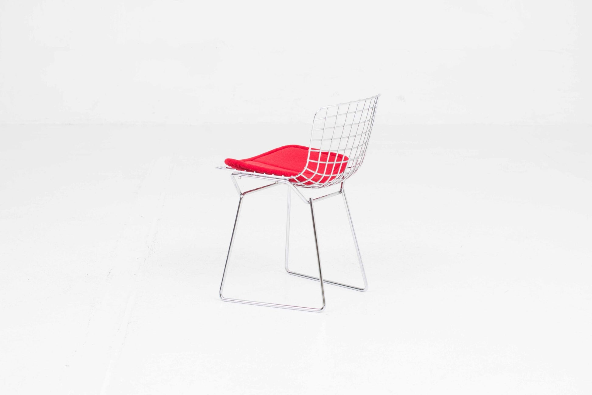 Vintage Kinderstuhl 425 von Harry Bertoia für Knoll International rot, verchromt