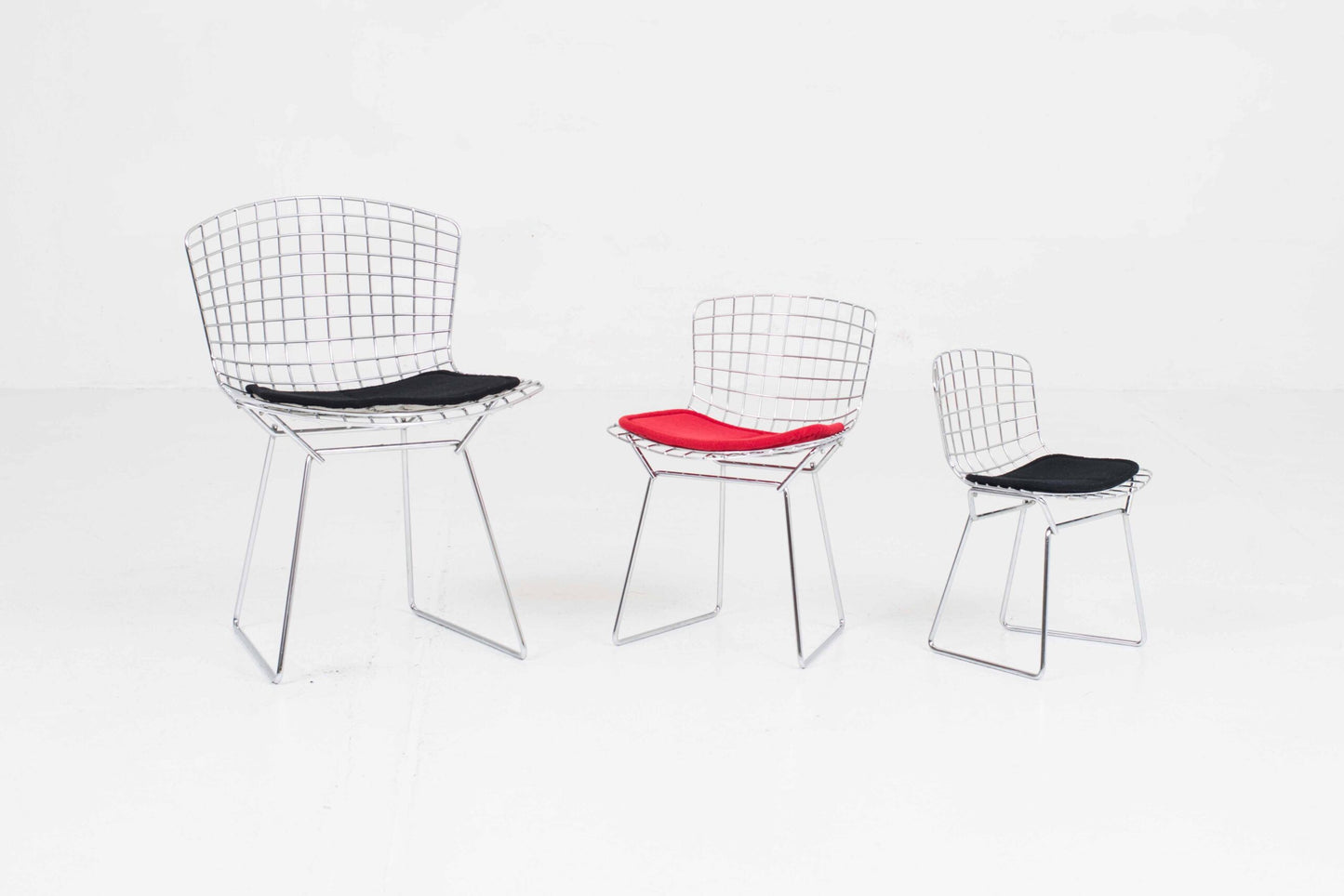 Vintage Kinderstuhl 425 von Harry Bertoia für Knoll International rot, verchromt