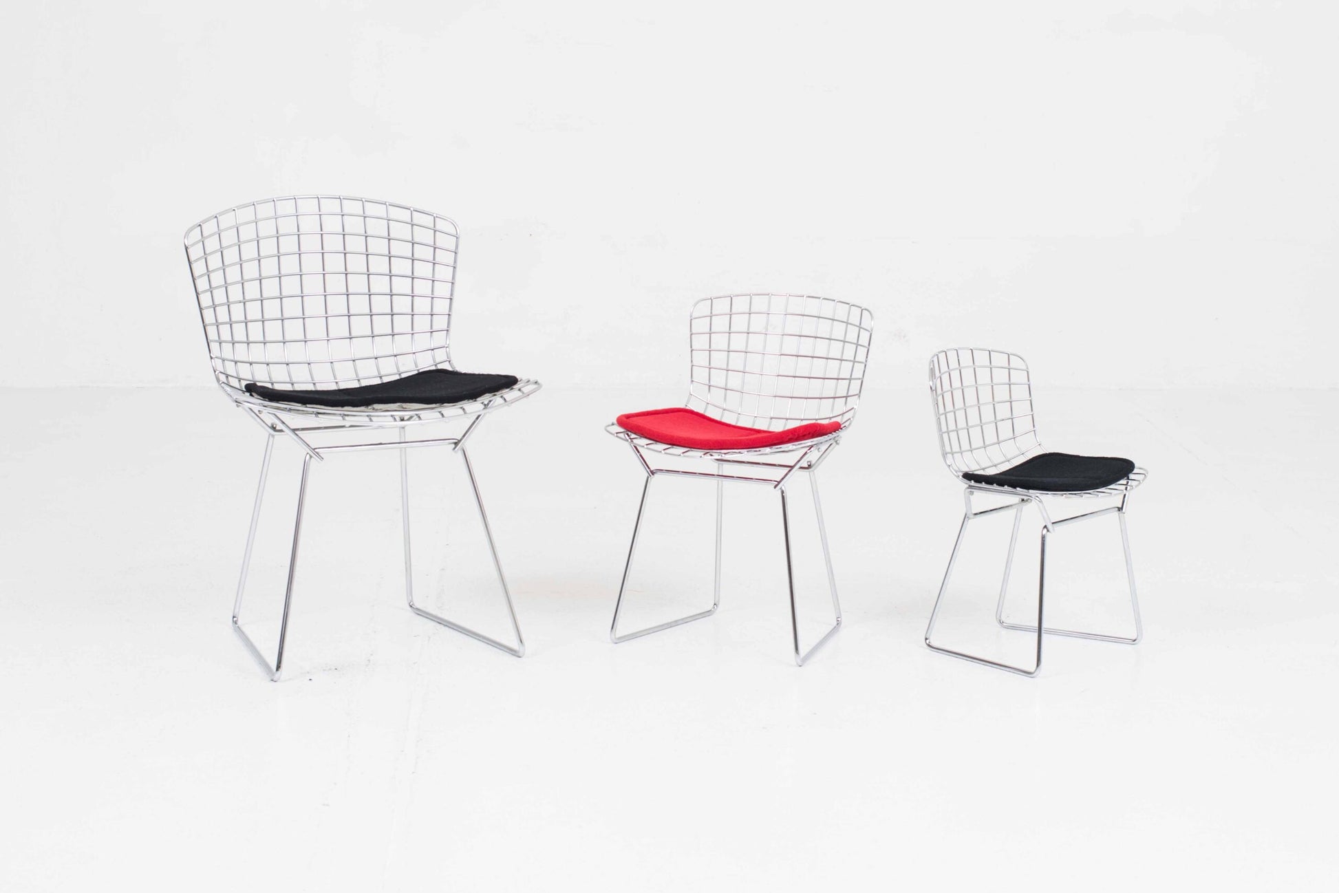 Vintage Kinderstuhl 425 von Harry Bertoia für Knoll International rot, verchromt