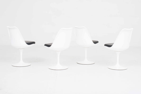 Vintage Stuhl "Tulip" von Eero Saarinen für Knoll International, schwarzes Lederkissen