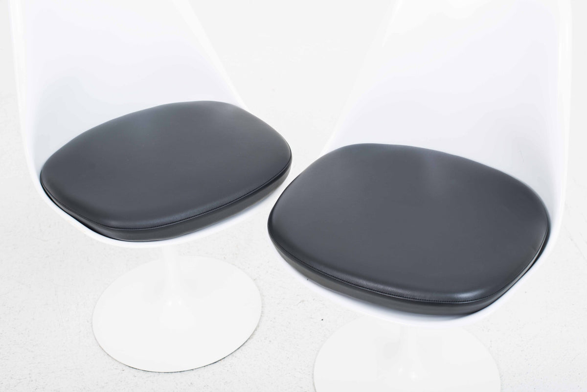 Vintage Stuhl "Tulip" von Eero Saarinen für Knoll International, schwarzes Lederkissen