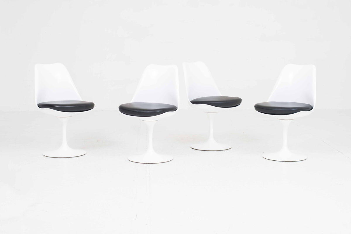 Vintage Stuhl "Tulip" von Eero Saarinen für Knoll International, schwarzes Lederkissen