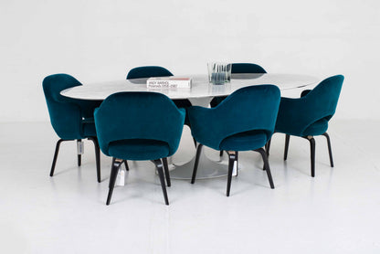 Vintage Tisch 'Tulip' von Eero Saarinen für Knoll International, weisser Marmor, oval