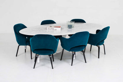 Vintage Tisch 'Tulip' von Eero Saarinen für Knoll International, weisser Marmor, oval